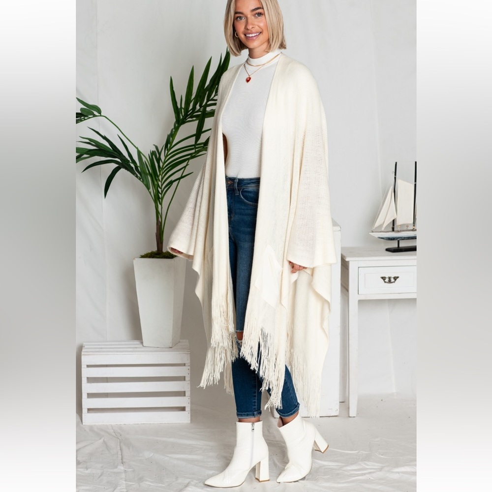 Boho Long Knit Fringed Cardigan - Picture 3 of 4